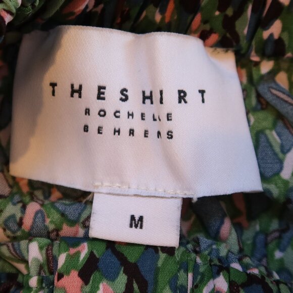 THE SHIRT ROCHELLE BEHRENS button down blouse green multi ruffle M cottagecore - Picture 5 of 10